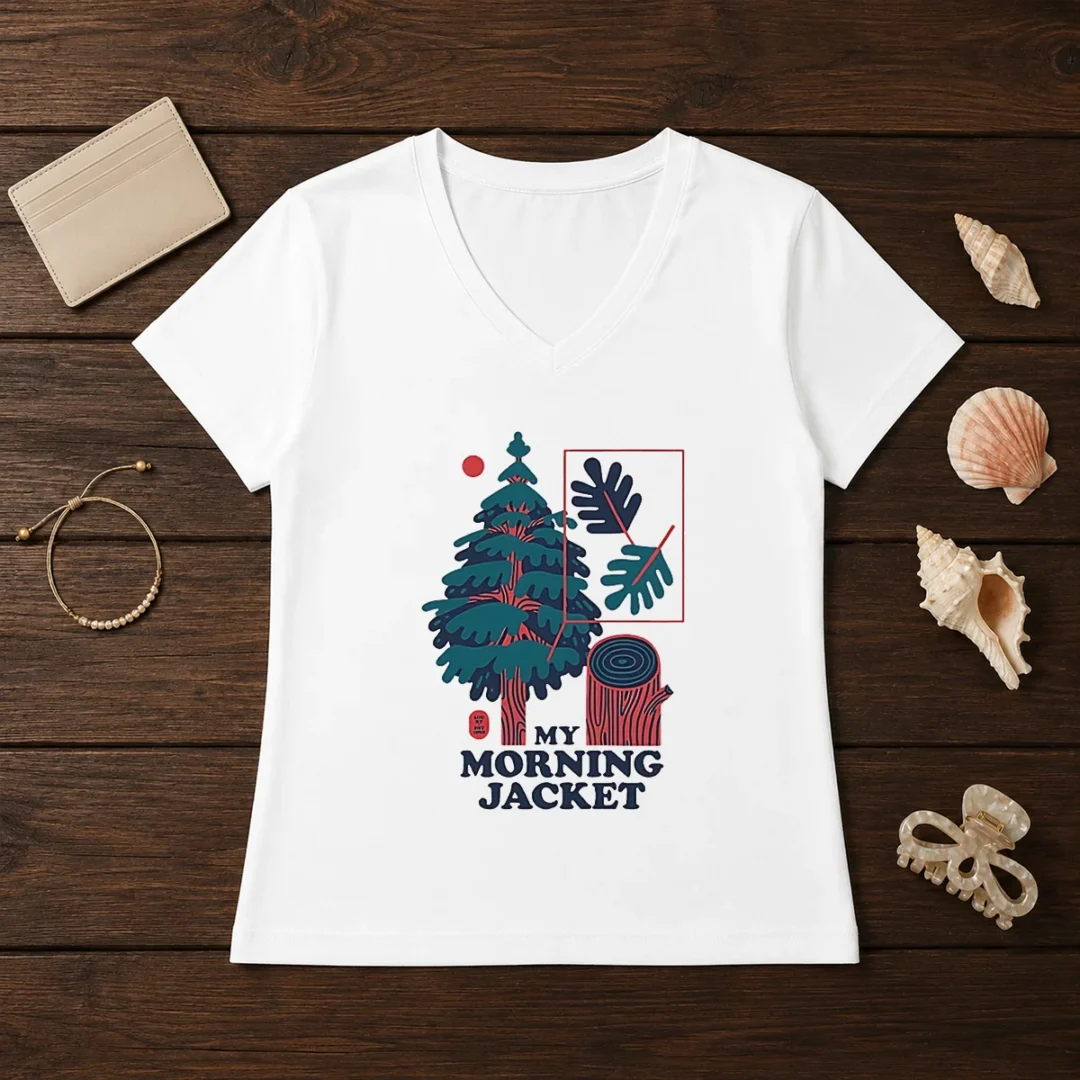 good-my-morning-jacket-tree-logo-v-neck-shirt Good My Morning Jacket Tree Logo V Neck Shirt featuring a classic tree emblem on a comfortable v neck garment