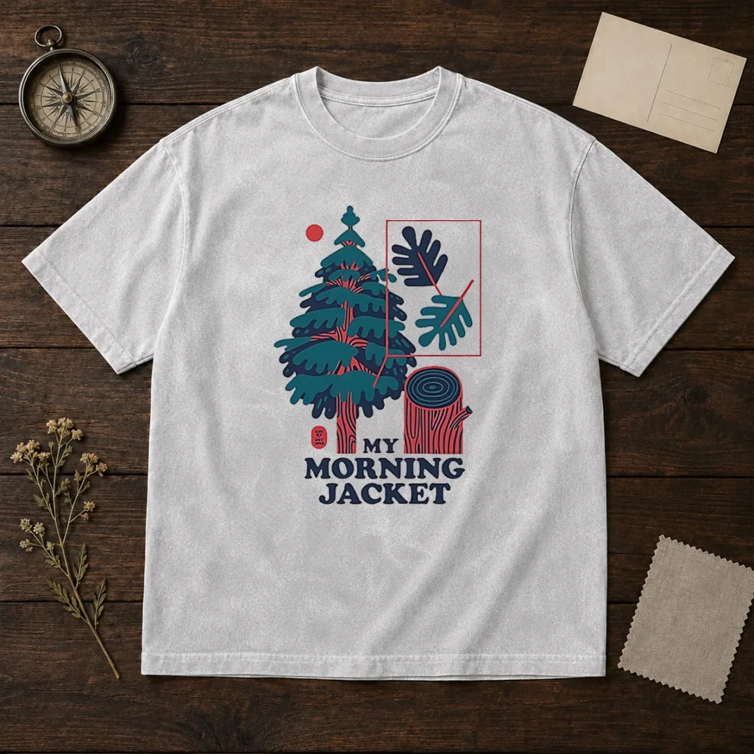 good-my-morning-jacket-tree-logo-washed-t-shirt Good My Morning Jacket Tree Logo washed t shirt in soft cotton with faded vintage look
