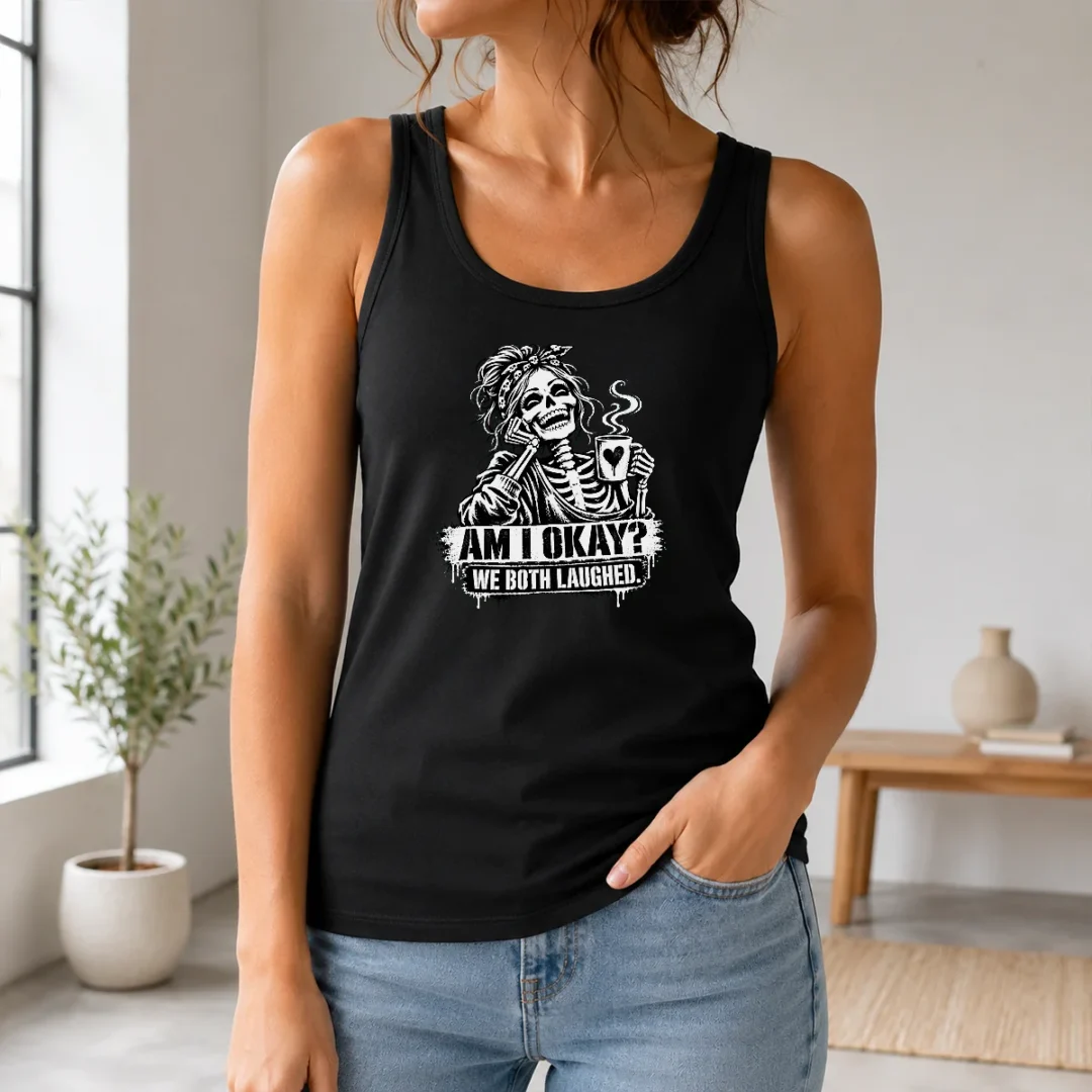 Good Nice Humorous Skeleton Girl Coffee Quote Halloween Tank Top Good Nice Humorous Skeleton Girl Coffee Quote Halloween Tank Top