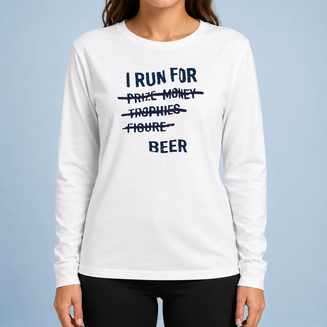 good-nice-i-run-for-prize-monkey-trophies-figure-beer-long-sleeve Good Nice I Run For Prize Monkey Trophies Figure Beer Long Sleeve Shirt in dark color with bold graphic print