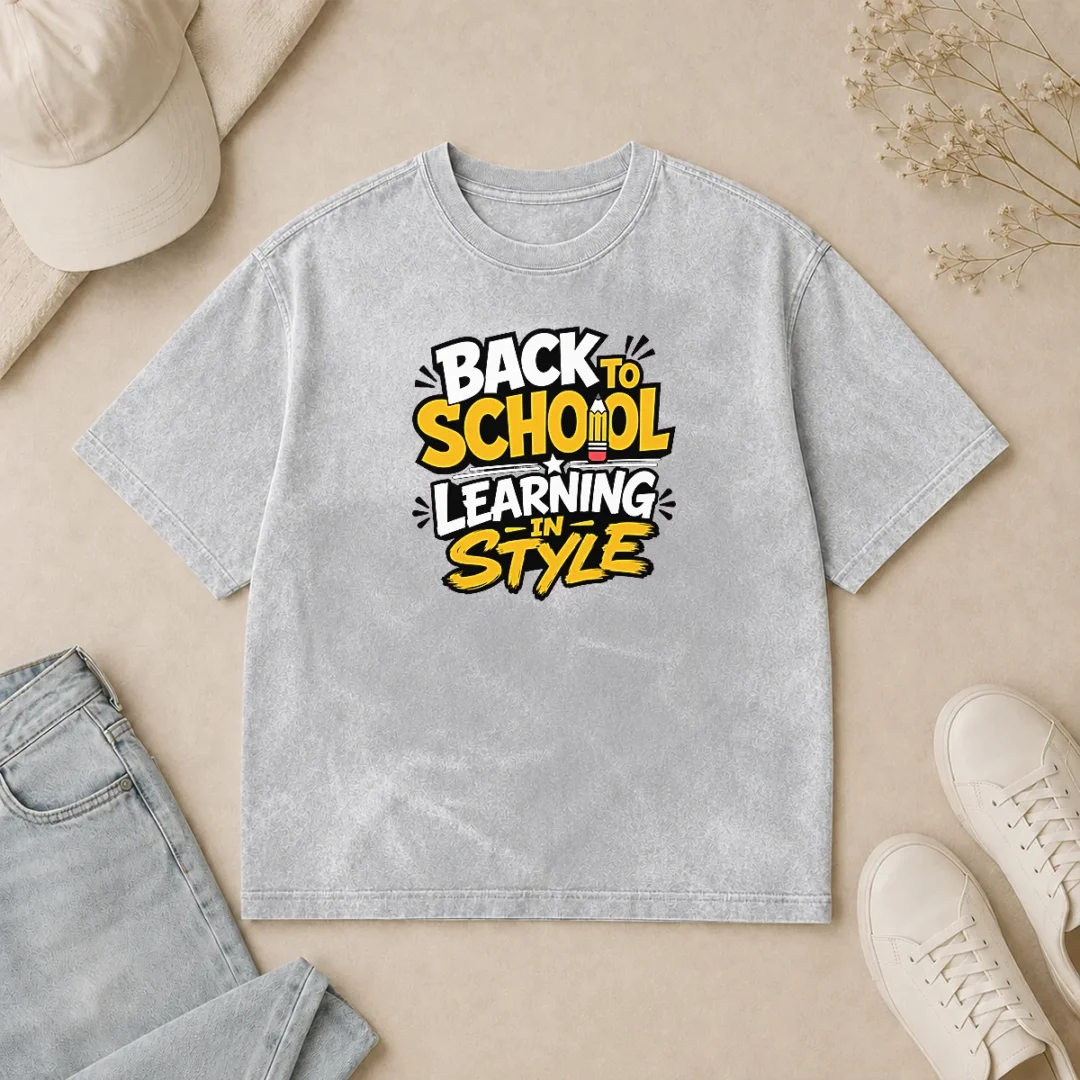 Good Official Back To School Learning In Style Silhouette Washed T Shirt Good Official Back To School Learning In Style Silhouette Washed T Shirt with vintage washed cotton fabric