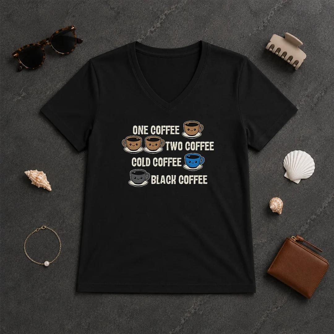 Good One Coffee Two Coffee V Neck Shirt Good One Coffee Two Coffee V-Neck Shirt
