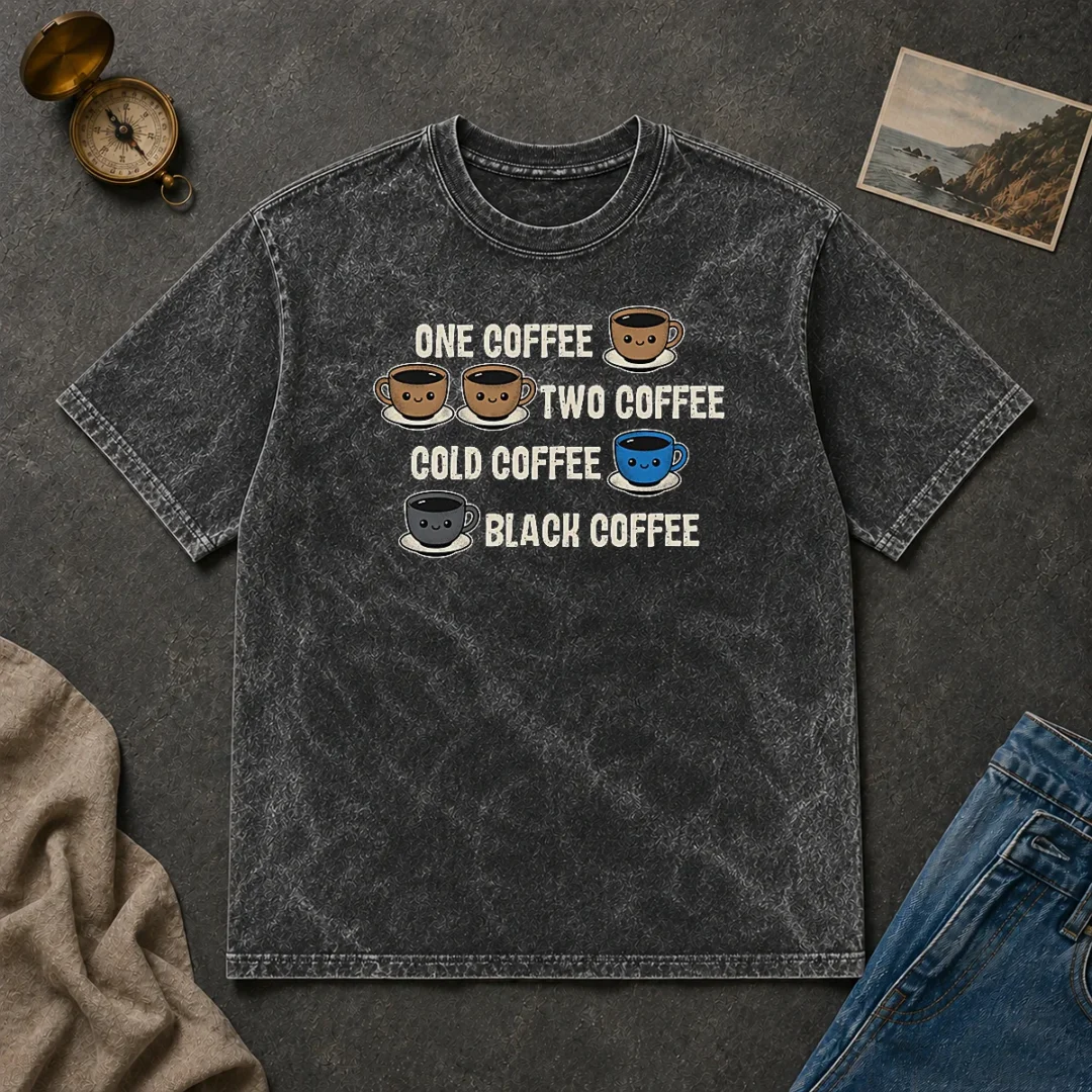 Good One Coffee Two Coffee Washed T Shirt Good One Coffee Two Coffee Washed T Shirt in soft cotton with a vintage washed finish