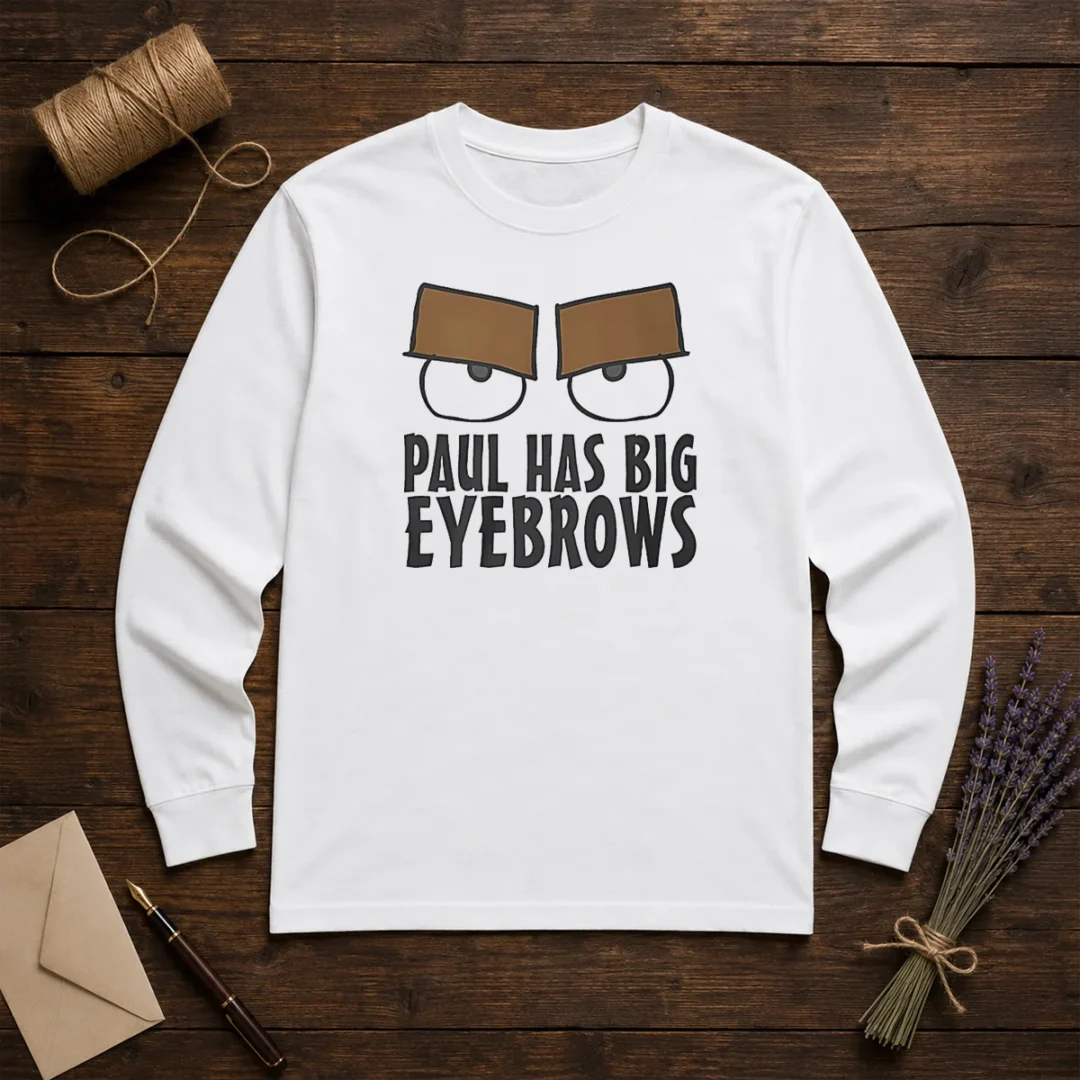 good-paul-has-big-eyebrows-funny-cartoon-long-sleeve-shirt Good Paul Has Big Eyebrows Funny Cartoon Long Sleeve Shirt with vibrant graphic print on comfortable fabric