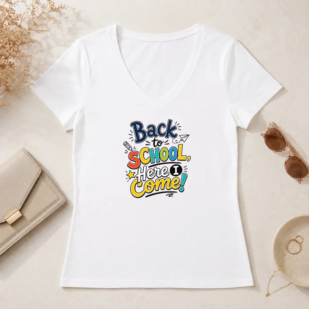 Good Premium Back To School Here I Come Line Art V Neck Shirt Good Premium Back To School Here I Come Line Art V-Neck Shirt