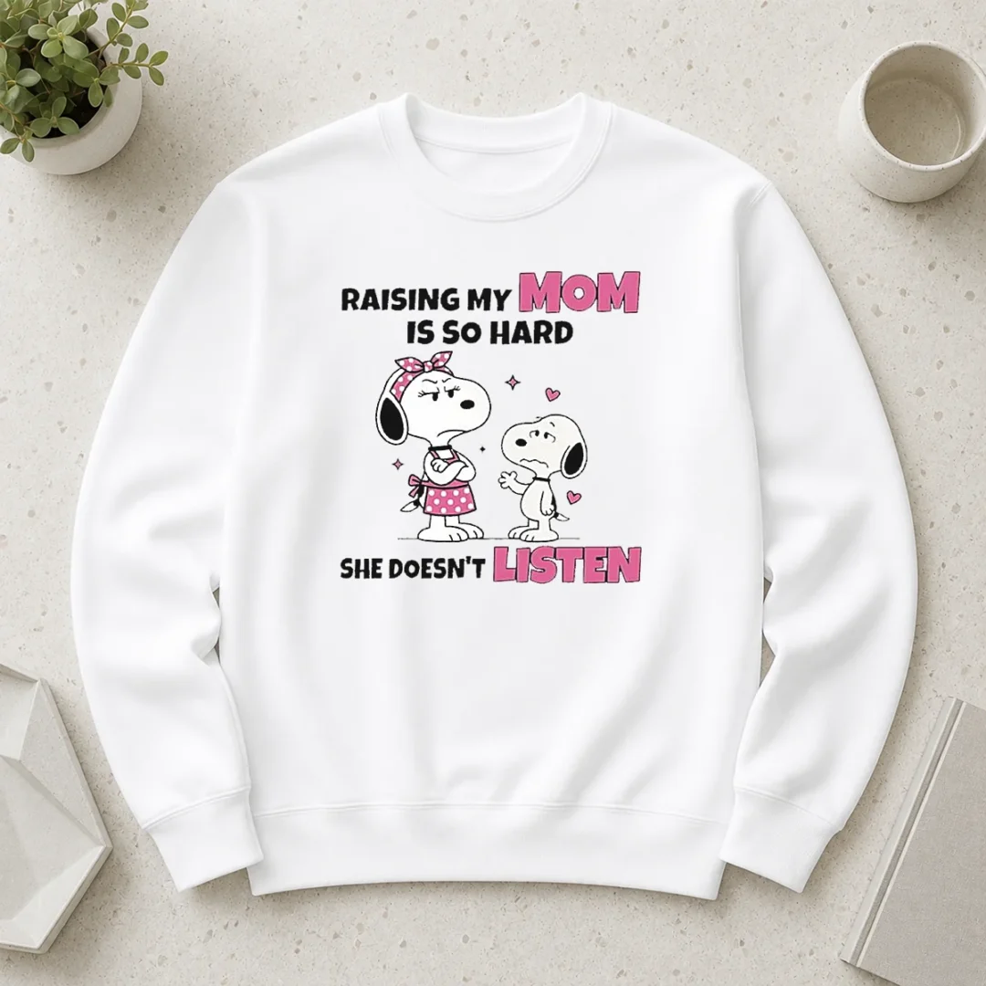 good-snoopy-and-belle-funny-raising-my-mom-is-so-hard-she-doesnt-listen-sweater Good Snoopy And Belle Funny Raising My Mom Is So Hard She Doesnt Listen Sweater