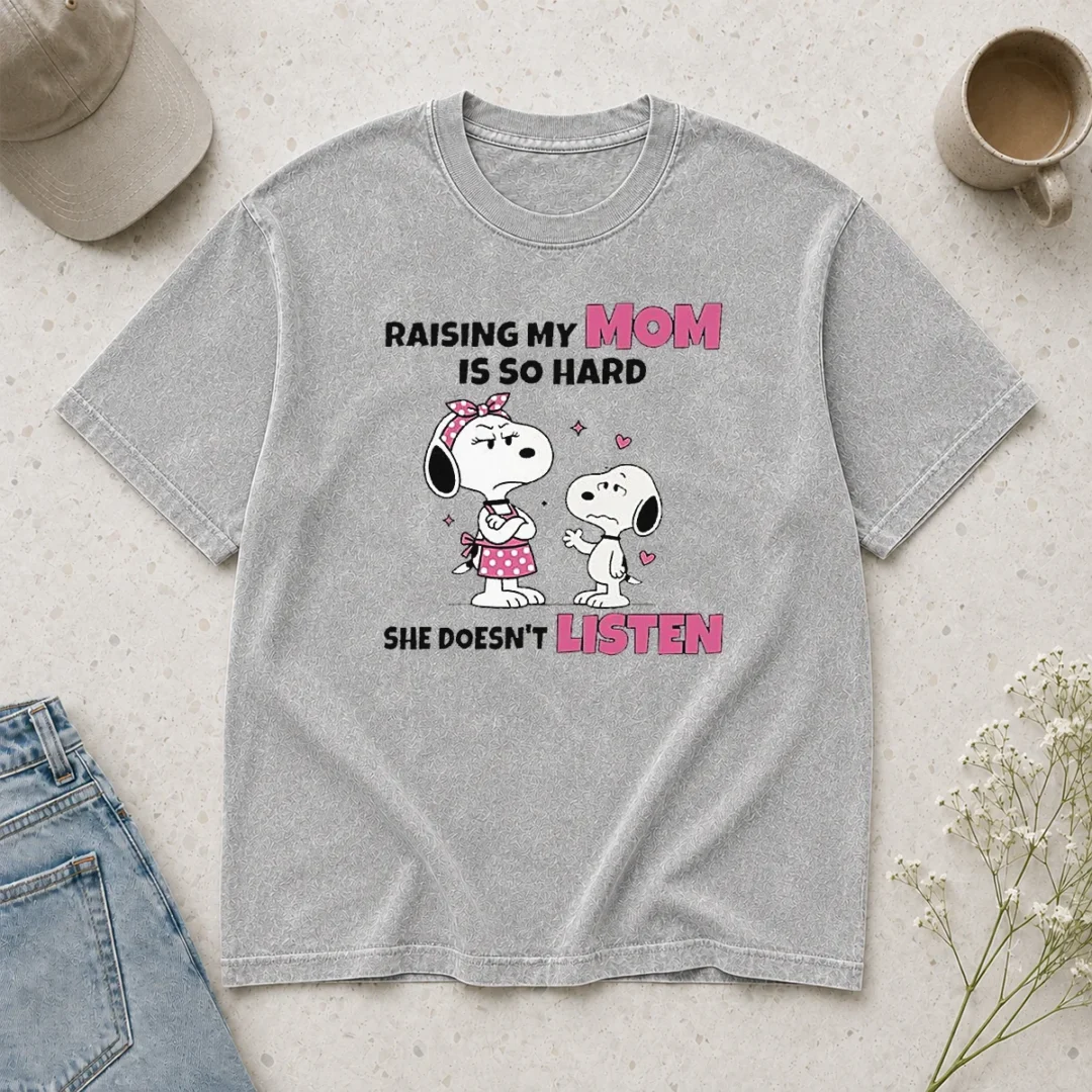 good-snoopy-and-belle-funny-raising-my-mom-is-so-hard-she-doesnt-listen-washed-t-shirt Good Snoopy And Belle Funny Raising My Mom Is So Hard She Doesnt Listen Washed T-Shirt