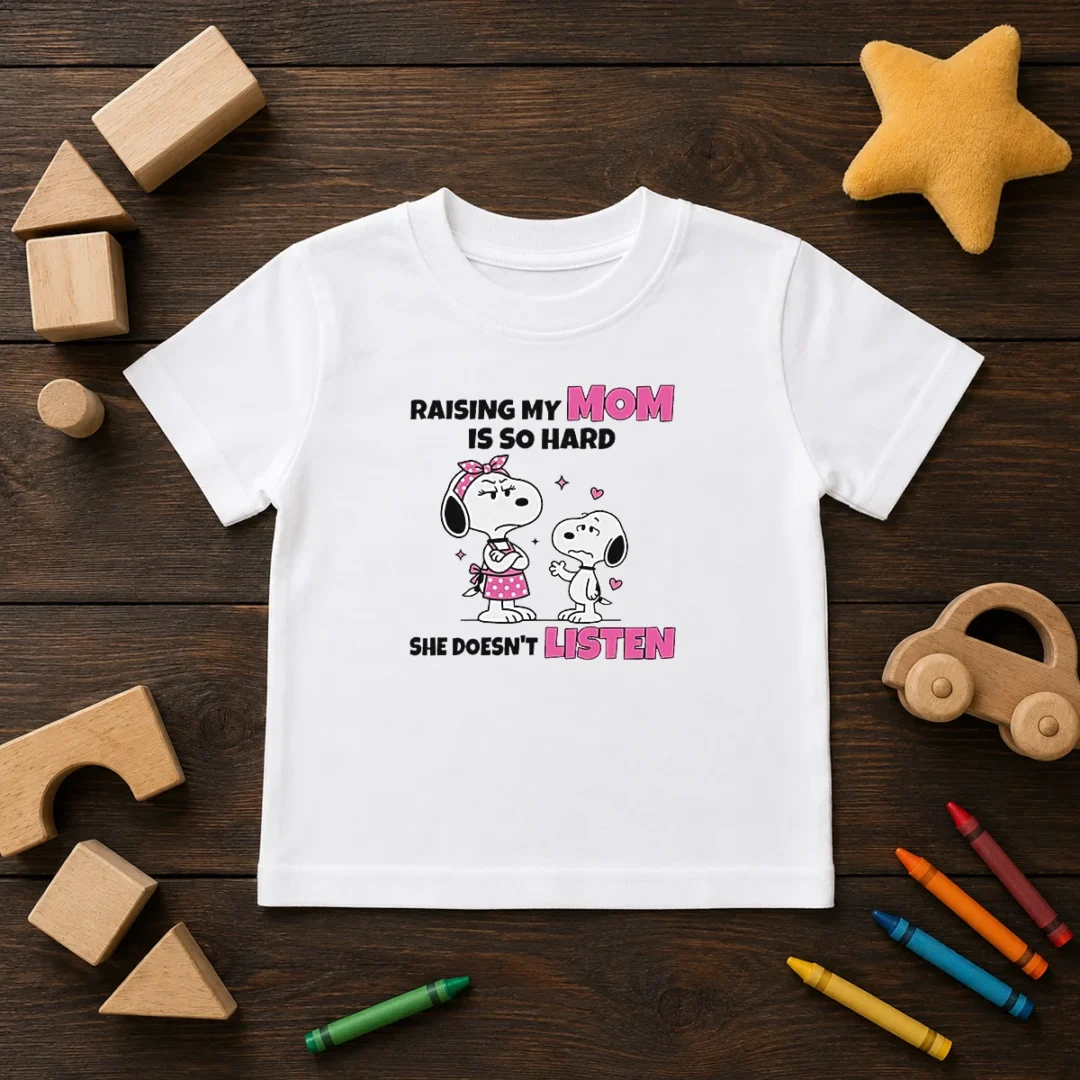 good-snoopy-belle-peanuts-raising-my-mom-is-so-hard-she-doesn-t-listen-kids-t-shirt Good Snoopy Belle Peanuts Raising My Mom Is So Hard She Doesn'T Listen Kids T-Shirt