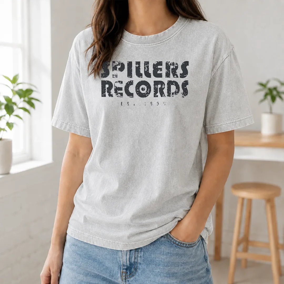 Good Spillers Records Est 1894 Washed T Shirt Good Spillers Records Est 1894 Washed T Shirt in soft faded black cotton fabric
