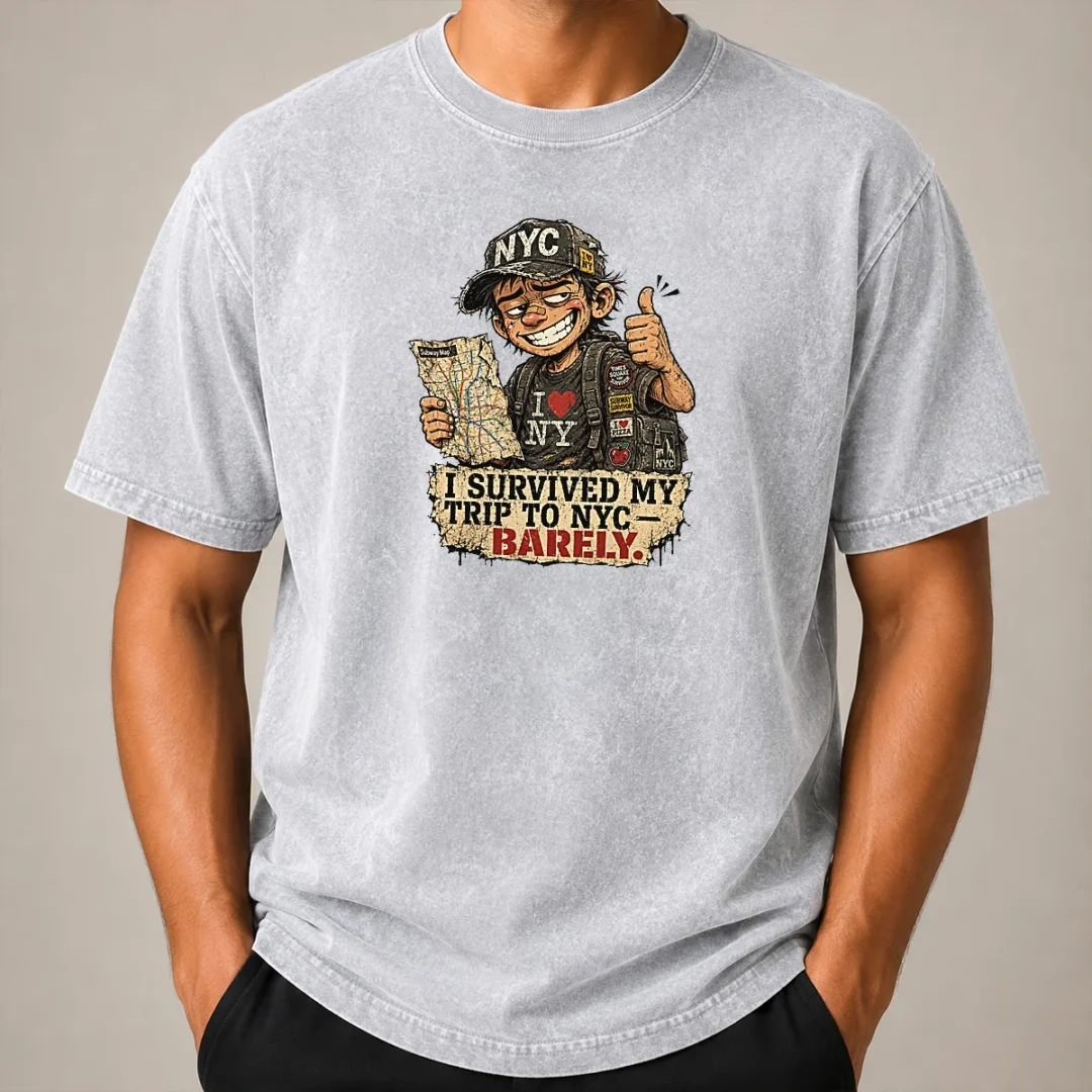 Good Survived NYC Trip Funny Grunge Streetwear Washed T Shirt Good Survived NYC Trip Funny Grunge Streetwear Washed T-Shirt