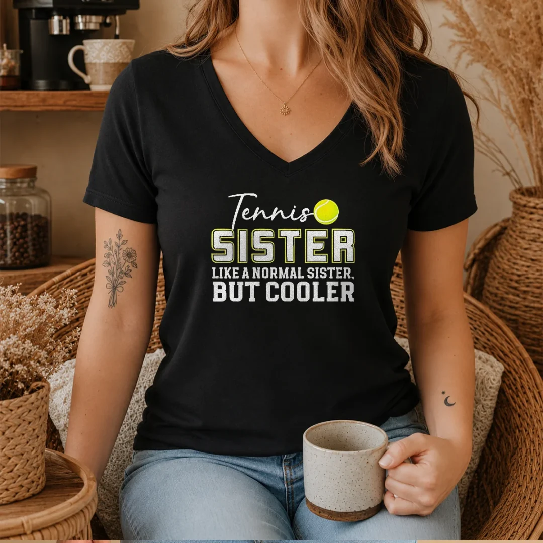 good-tennis-sister-like-a-normal-sister-but-cooler-v-neck-shirt Good Tennis Sister Like A Normal Sister But Cooler V-Neck Shirt