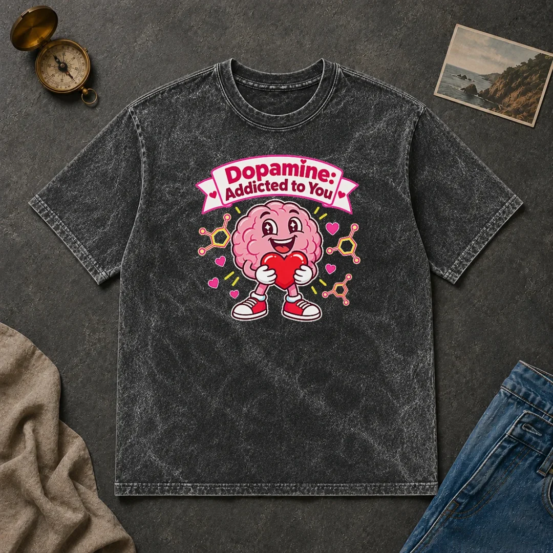 Good Top Cute Dopamine Addicted To You Love Washed T Shirt Good Top Cute Dopamine Addicted To You Love Washed T-Shirt