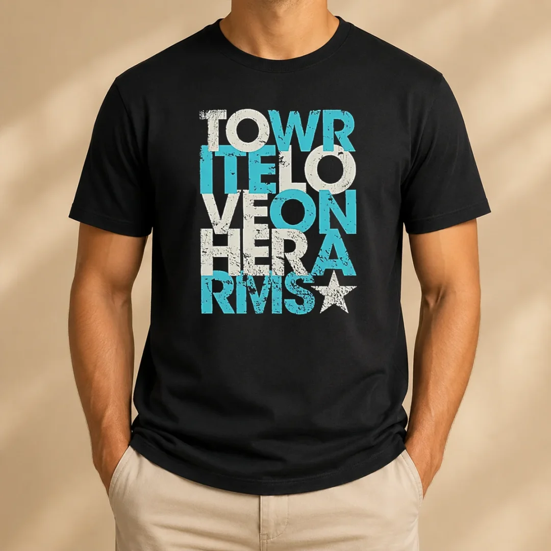 good-tower-of-love-hero-rivers-distressed-t-shirt Good Tower Of Love Hero Rivers Distressed t shirt in classic crew neck style with distressed graphic print