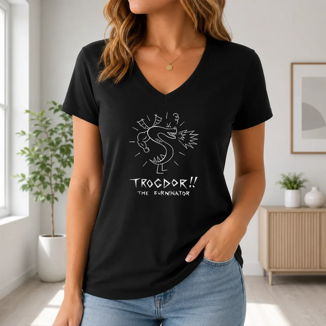 Good Trogdor The Burninator Homestar Runner V Neck Shirt Good Trogdor The Burninator Homestar Runner V-Neck Shirt