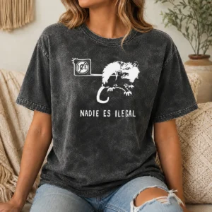 Funny Nadie Es Ilegal Angry Possum ICE Sign Parody on a comfortable washed t shirt