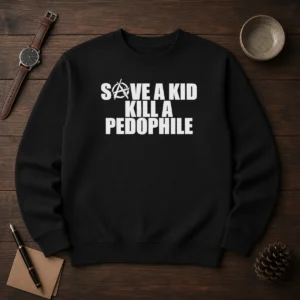 Good Save A Kid Kill A Pedophile Anarchy Symbol Message Sweater