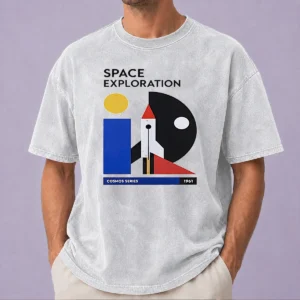 Awesome Space Exploration Cosmos Series 1961 Retro Poster printed on a soft washed t shirt in vintage style