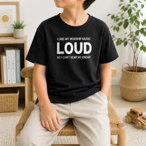 Premium I Like My Worship Music Loud So I Can'T Hear My Enemy Kids T-Shirt