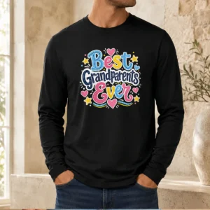 Pretty Best Grandparents Ever Doodle Long Sleeve Shirt