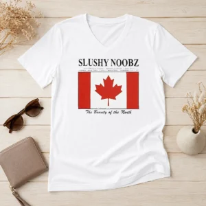 Nice Slushynoobz Canada Facts Creator Fan The Beauty Of The North V Neck Shirt in soft fabric with a flattering neckline