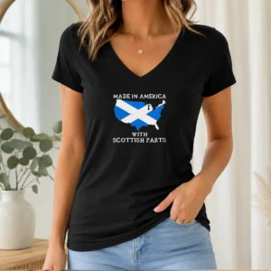 Pretty Scottish Heritage Made In America With Scottish Parts V Neck Shirt in classic fit