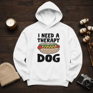 Nice I Need A Therapy Dog Illustration Hoodie