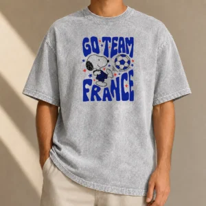 Top Snoopy France Go Team France World Cup 2026 Washed T-Shirt