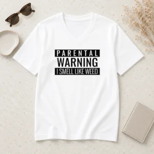 Awesome Parental Warning I Smell Like Weed V-Neck Shirt