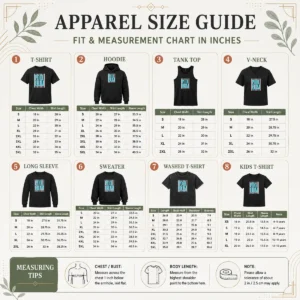 Size chart for Funny Premium Pool Bum Retro Stripes Sunshine with measurements in inches and cm