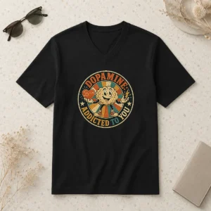 Original Dopamine Addicted To You Vintage Badge V-Neck Shirt