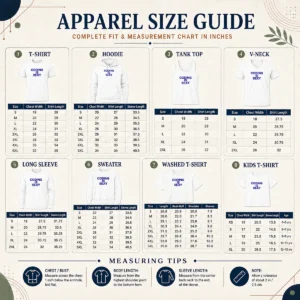 Size chart for Good Original Coding Is Sexy Text with measurements in inches and cm