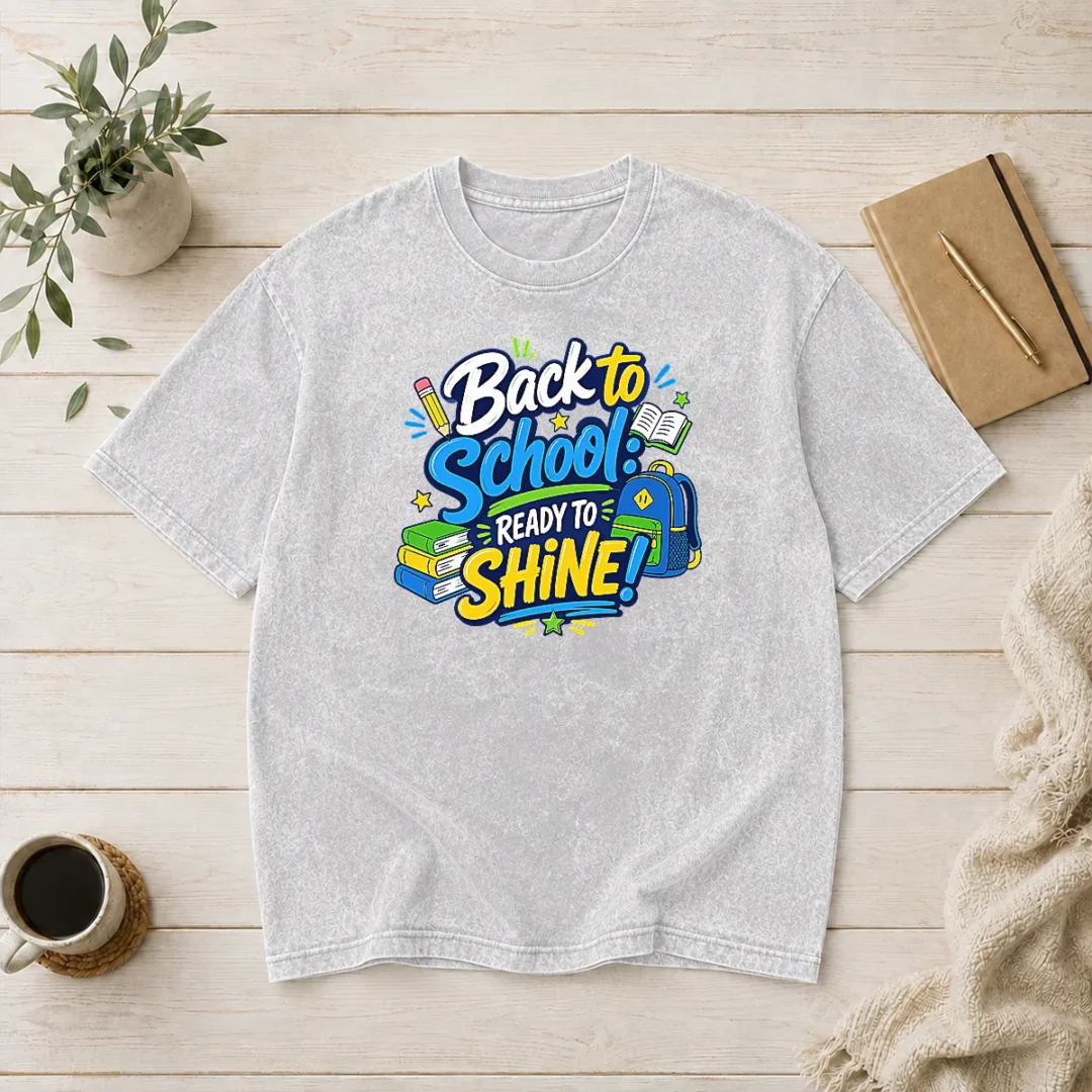 happy-good-back-to-school-ready-to-shine-typography-washed-t-shirt Happy Good Back To School Ready To Shine Typography Washed T-Shirt