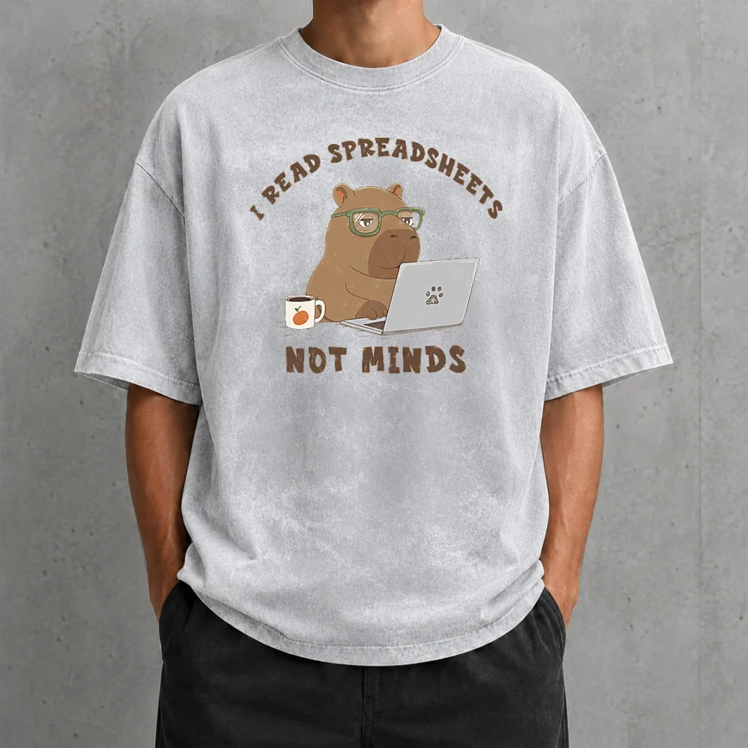 happy-good-i-read-spreadsheets-washed-t-shirt Happy Good I Read Spreadsheets Washed T-Shirt