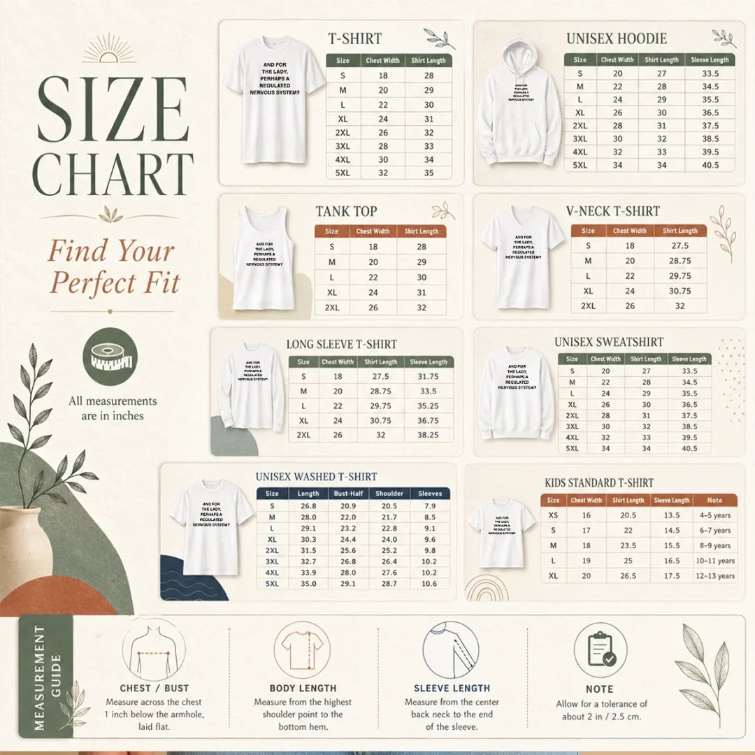 happy-hot-and-for-the-lady-perhaps-a-regulated-nervous-system-text-size-chart Size chart for Happy Hot And For The Lady Perhaps A Regulated Nervous System Text with measurements in inches and cm