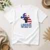 Happy Nice Liberia Free Since 1847 t shirt showing front print on a classic crew neck cotton tee