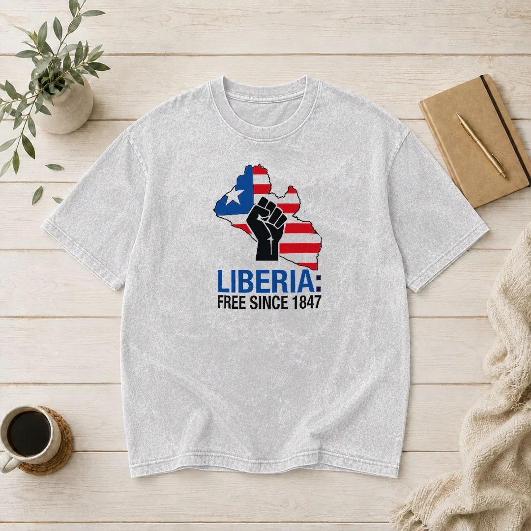 happy-nice-liberia-free-since-1847-washed-t-shirt Happy Nice Liberia Free Since 1847 Washed T-Shirt