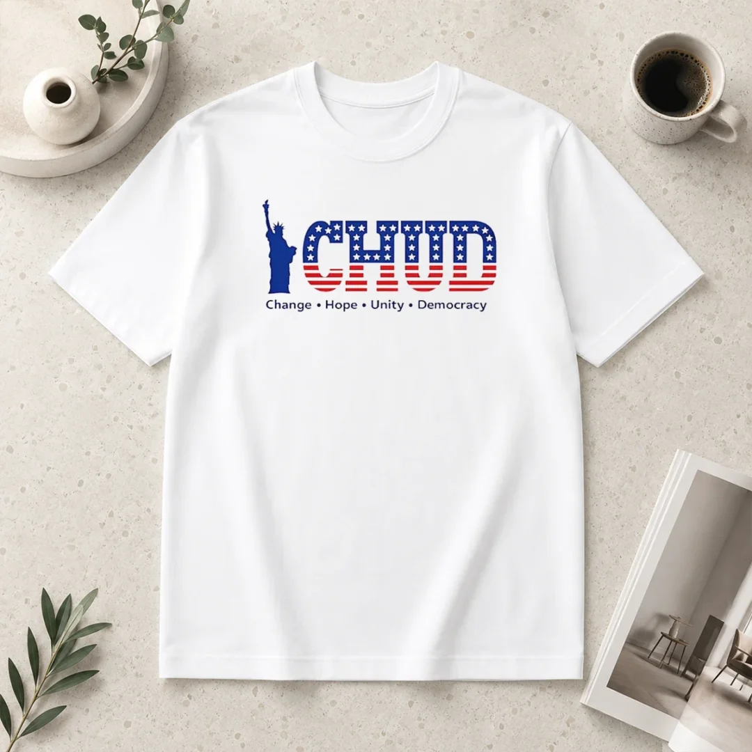 happy-nice-statue-of-liberty-chud-change-hope-unity-democracy-american-patriot-t-shirt Happy Nice Statue Of Liberty CHUD Change Hope Unity Democracy American Patriot t shirt in classic fit, front view