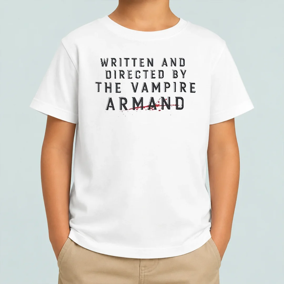 happy-nice-written-and-directed-by-the-vampire-armand-kids-t-shirt Happy Nice Written And Directed By The Vampire Armand Kids T-Shirt