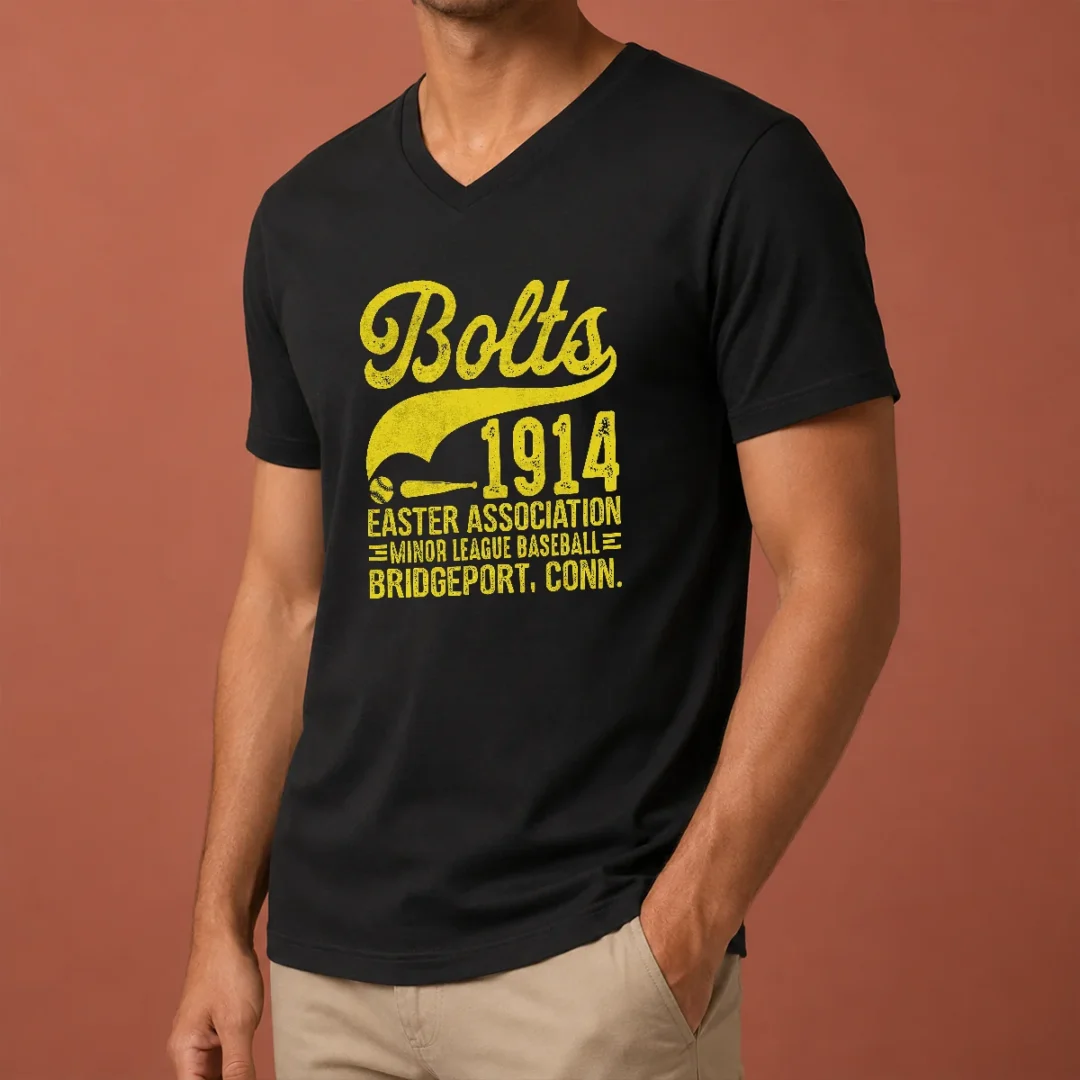 happy-pretty-bridgeport-bolts-connecticut-vintage-baseball-team-v-neck-shirt Happy Pretty Bridgeport Bolts Connecticut Vintage Baseball Team V-Neck Shirt