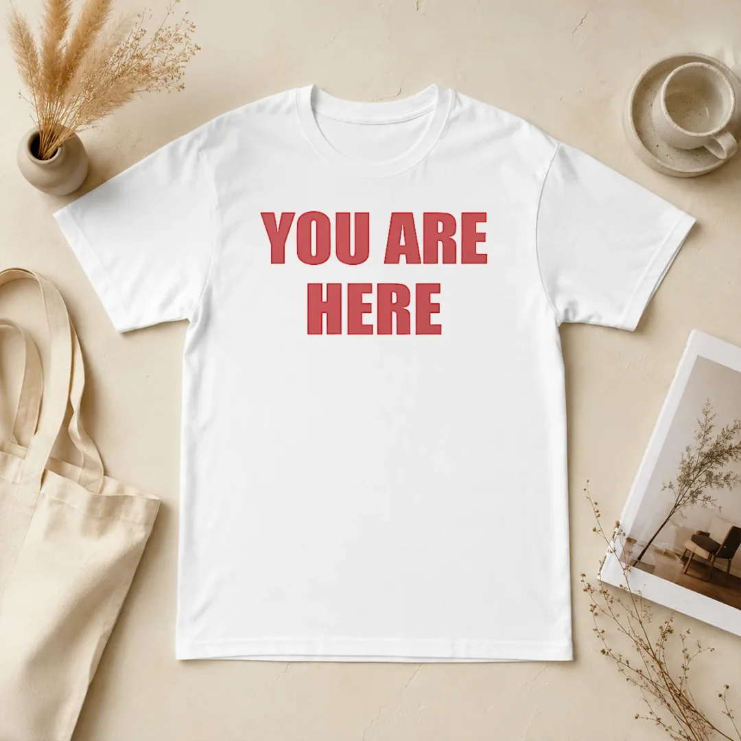 Happy Pretty Cruz Beckham You Are Here T Shirt Happy Pretty Cruz Beckham You Are Here t shirt in white with bold graphic print, short sleeve cotton tee
