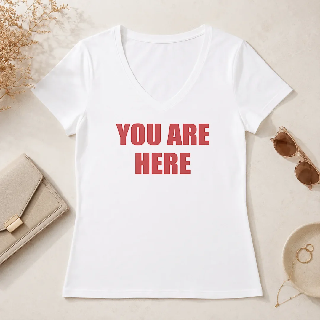 Happy Pretty Cruz Beckham You Are Here V Neck Shirt Happy Pretty Cruz Beckham You Are Here V-Neck Shirt