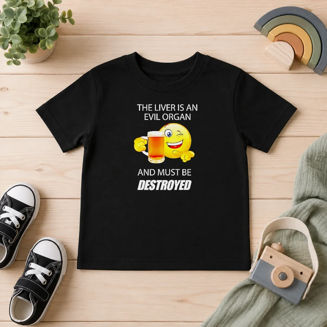 happy-pretty-the-liver-is-an-evil-organ-and-must-be-destroyed-kids-t-shirt Happy Pretty The Liver Is An Evil Organ And Must Be Destroyed Kids T-Shirt
