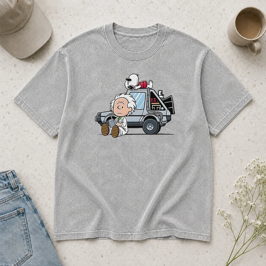 happy-top-doc-brown-snoopy-back-to-the-future-mashup-delorean-time-machine-cartoon-washed-t-shirt-2 Happy Top Doc Brown Snoopy Back To The Future Mashup Delorean Time Machine Cartoon printed on a soft washed t shirt