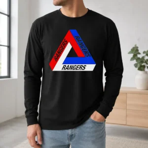Nice New York Rangers Rangers NHL Team Logo Long Sleeve Shirt showing front view with team colors and logo