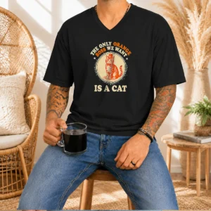 Funny The Only Orange Boss We Want Is A Cat Top Hat Cartoon V-Neck Shirt