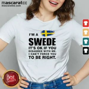 Nice Swede I Am A Swede It Is Ok If You Disagree With Me I Cannot Force You To Be Right V-Neck Shirt