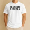Hot Absolute Rebecca Name Personalized t shirt in white with custom name print on front, short sleeve cotton tee