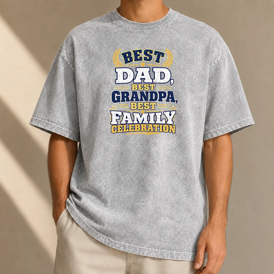 hot-awesome-family-celebration-typography-proud-dad-grandpas-washed-t-shirt Hot Awesome Family Celebration Typography Proud Dad Grandpas Washed T Shirt in soft cotton fabric with vintage washed look