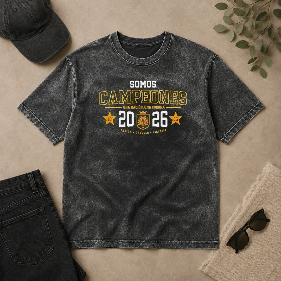 Hot Awesome Somos Campeones Una NacióN Una Corona 2026 Spain Soccer Passion Pride Victory Washed T Shirt Hot Awesome Somos Campeones Una NacióN Una Corona 2026 Spain Soccer Passion Pride Victory Washed T-Shirt