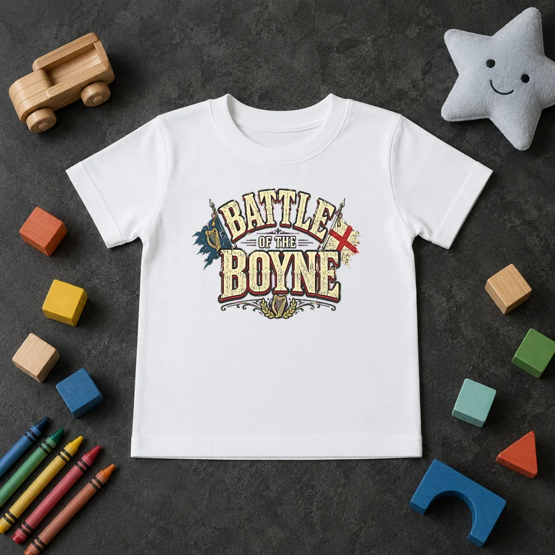 Hot Battle Of The Boyne Pride Retro Distressed Kids T Shirt Hot Battle Of The Boyne Pride Retro Distressed kids t shirt in vibrant colors with vintage style print